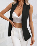 Stretch Waistline Slim-Fit Waistcoat ??Modern Tailored Sleeveless Blazer for Women