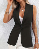 Stretch Waistline Slim-Fit Waistcoat ??Modern Tailored Sleeveless Blazer for Women