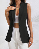 Stretch Waistline Slim-Fit Waistcoat ??Modern Tailored Sleeveless Blazer for Women
