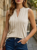 Slim Fit Pleats sleeveless V-neck top
