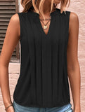 Slim Fit Pleats sleeveless V-neck top