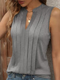 Slim Fit Pleats sleeveless V-neck top