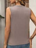 Slim Fit Pleats sleeveless V-neck top