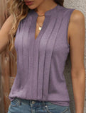Slim Fit Pleats sleeveless V-neck top