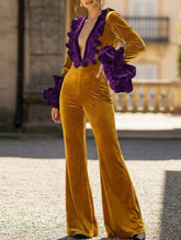 Retro velvet ruffled jumpsuit_CWSBS00114