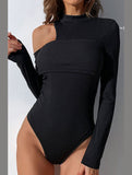 HOLE SHOULDER LONG SLEEVED TIGHT BODYSUIT