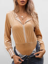 High-waisted, long-sleeved, hooded bodysuit