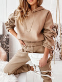 Solid color women's loungewear two-piece set