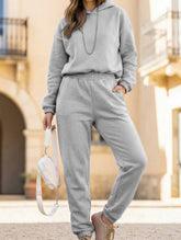 Solid color women's loungewear two-piece set