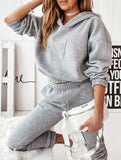 Solid color women's loungewear two-piece set