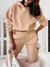Solid color women's loungewear two-piece set