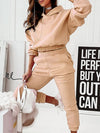 Solid color women's loungewear two-piece set