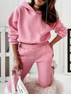 Solid color women's loungewear two-piece set