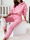 Solid color women's loungewear two-piece set