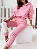 Solid color women's loungewear two-piece set
