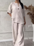Stylish solid color cotton and linen casual suit trousers_CWSBSL00059