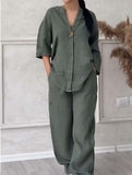 Stylish solid color cotton and linen casual suit trousers_CWSBSL00059