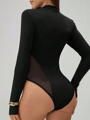 Sheer Mesh Mock Neck Long Sleeve Bodysuit_CWSBSL00065