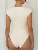 V Neck Tie Side Short Sleeve Jumpsuit