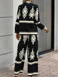 Geometric Print Shirt and Wide Pants Set_CWSJB00038