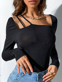 Sensual hollow-out square-neck bodysuit