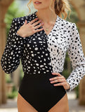 High-neck V-neck splice one-piece pants