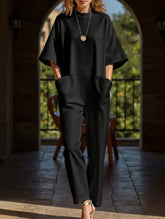 Loose Pocket Crew Neck Jumpsuit