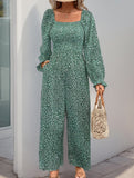 Square Neck Puff Sleeve Floral Jumpsuit_CWSJS00407
