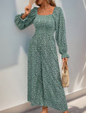 Square Neck Puff Sleeve Floral Jumpsuit_CWSJS00407