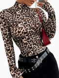 Women's Leopard Print High Neck Bodysuit_CWSJS00418
