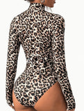 Women's Leopard Print High Neck Bodysuit_CWSJS00418