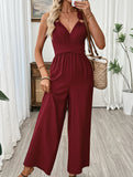 Backless Tie Strap Wide Leg Jumpsuit