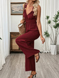 Backless Tie Strap Wide Leg Jumpsuit
