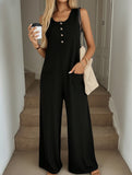 High Waist Sleeveless Wide Leg Jumpsuit