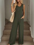 Solid Sleeveless Loose Jumpsuit
