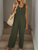 Solid Sleeveless Loose Jumpsuit