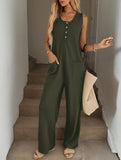 Solid Sleeveless Loose Jumpsuit