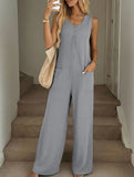 Solid Sleeveless Loose Jumpsuit