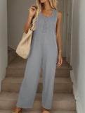 Solid Sleeveless Loose Jumpsuit