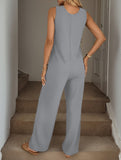 Solid Sleeveless Loose Jumpsuit