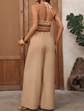 Tribal Embroidered Halter Jumpsuit