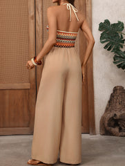 Tribal Embroidered Halter Jumpsuit