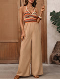 Tribal Embroidered Halter Jumpsuit