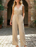 Textured Sleeveless Jumpsuit