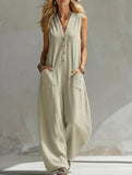 Linen Sleeveless Pocket Jumpsuit_CWSJS00515