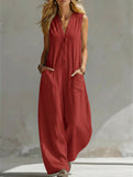 Linen Sleeveless Pocket Jumpsuit_CWSJS00515