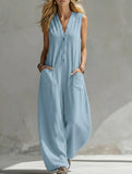 Linen Sleeveless Pocket Jumpsuit_CWSJS00515