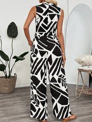 Geometric Print Sleeveless Jumpsuit_CWSJS00523