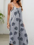 Halter Neck Jumpsuit with Pockets - Printed Casual Summer Romper