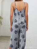 Halter Neck Jumpsuit with Pockets - Printed Casual Summer Romper